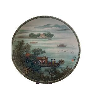 Imperial Jingdezhen Porcelain Plate - Boaters On Kunming Lake 1990